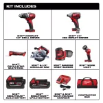 Milwaukee M18 18V Lithium-Ion Cordless 6-Tool Combo Kit with 2 Batteries and Charger thumbnail 2