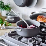 GreenPan Chatham 3 Qt. Hard-Anodized Aluminum Ceramic Nonstick Saucepan with Glass Lid, Gray thumbnail 2