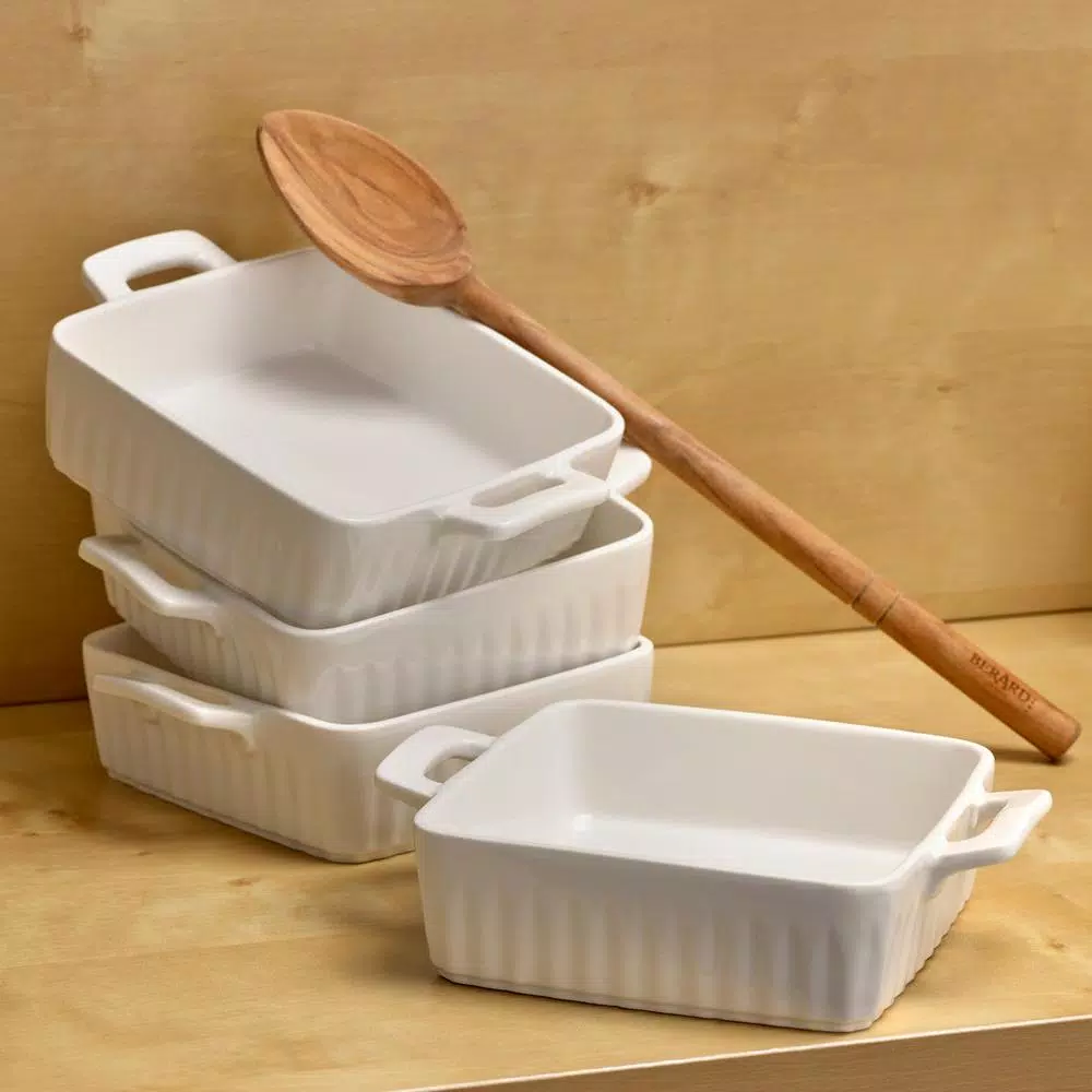 Over and Back Nolita Small Porcelain Baker Dishes, Set of 4, White
