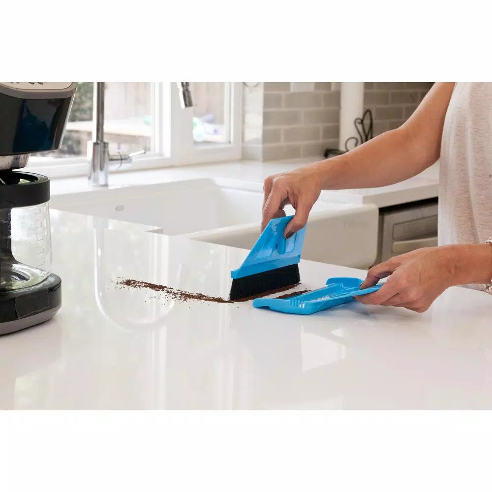 WISP miniWISP 6 in. Blue Whisk Broom and 7 in. Plastic Dustpan Set with Electrostatic Bristle Seal Technology