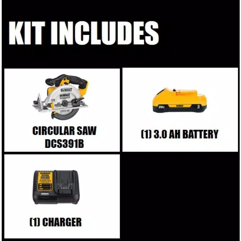 DEWALT 20V MAX Cordless 6-1/2 in. Circular Saw Kit with 3.0 Ah Battery and Charger