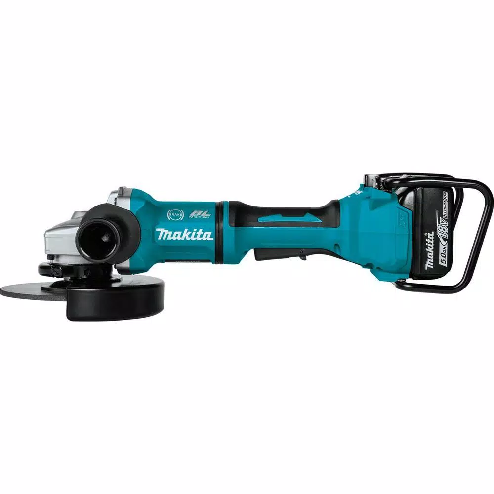 Makita 18V X2 LXT (36V) 7 in. Brushless Paddle Switch Angle Grinder Kit with 5.0 Ah Batteries & 10pk Grinding Wheels