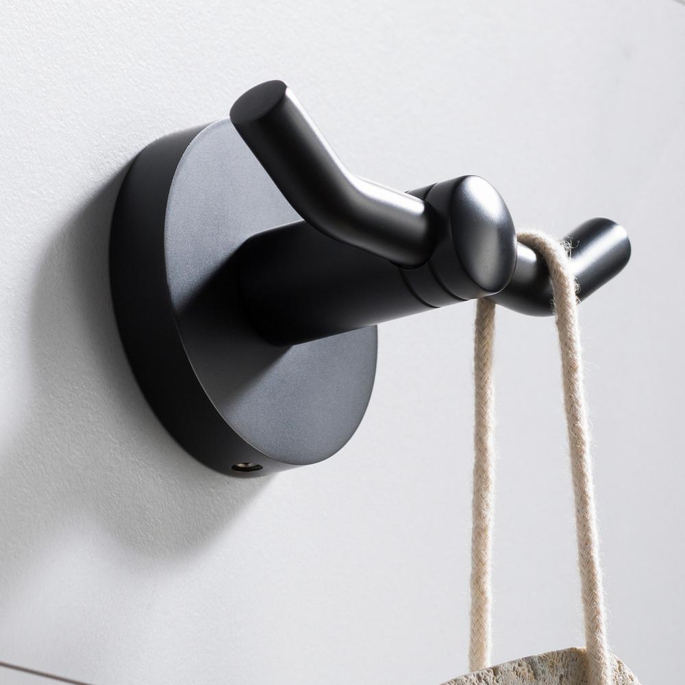 Kraus Elie Double Robe and Towel Hook, Matte Black