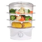 KALORIK 9.5 Qt. White Electric Food Steamer and Rice Cooker with 3-Tier Transparent Baskets and Built-In Timer thumbnail 2