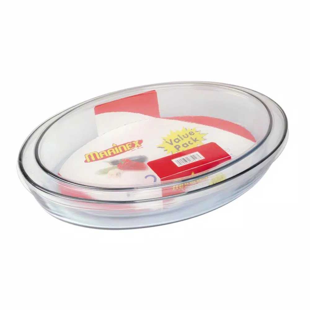 Marinex Terrina 2-Piece Oval Borosilicate Glass Roaster Set