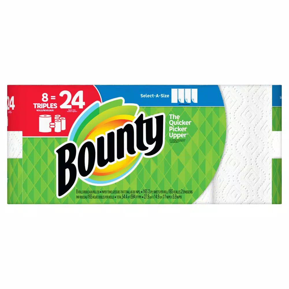 Bounty Select-A-Size White Paper Towels, 8 Triple Rolls