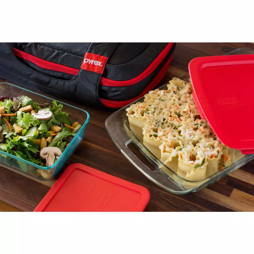 Pyrex 9-Piece Glass Bakeware and Storage Set with Insulated Carrying Bag