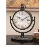 LITTON LANE 12 in. x 4 in. Round Iron Table Clock Set, 4-Pack, Tarnished Black Finish thumbnail 1