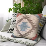 LR Home Southwestern Red Blue Gray Graphic Throw Pillow - 18 x 18 in. Cotton Square Accent Pillow thumbnail 8