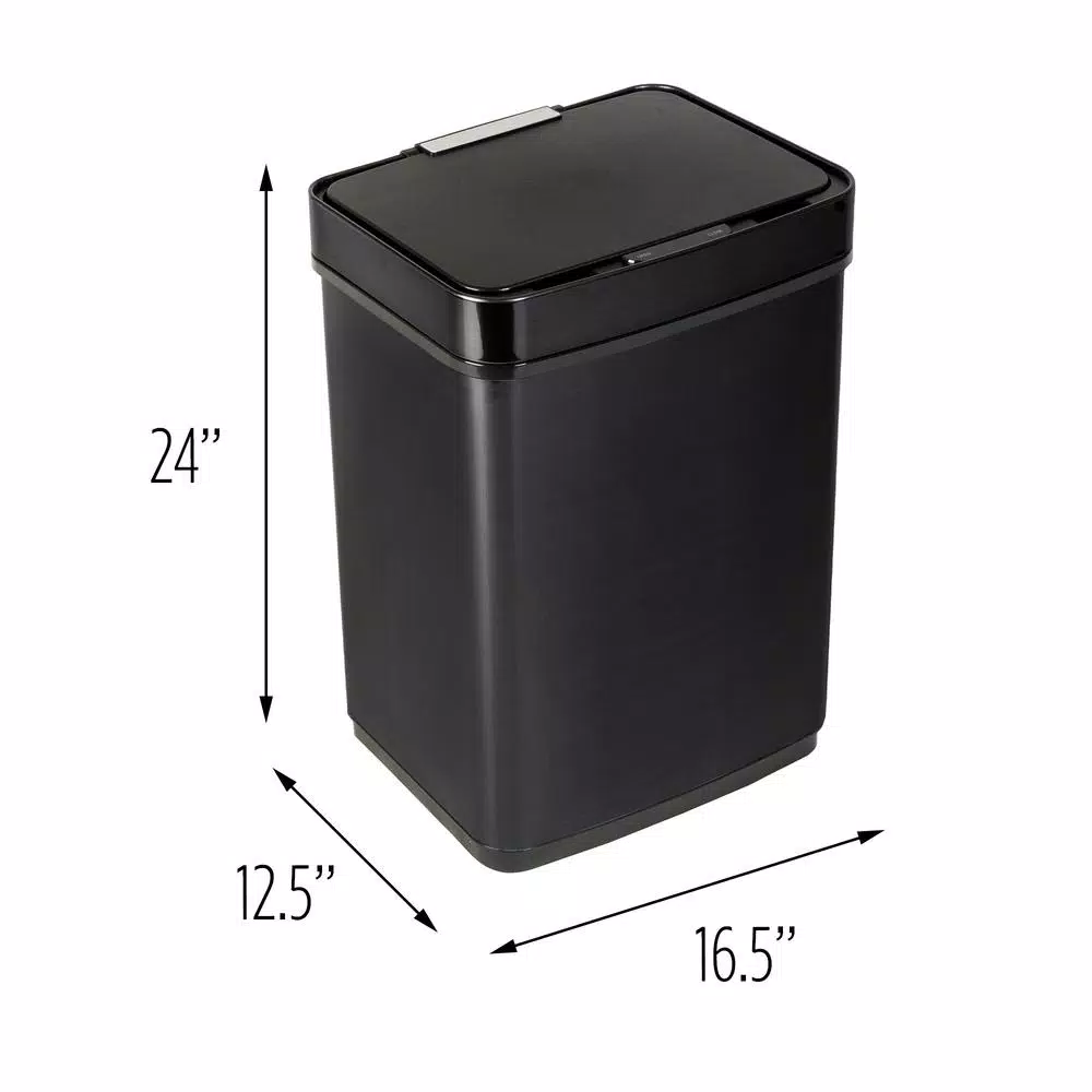 Honey-Can-Do 13 Gal. Stainless Steel Touchless Sensor Trash Can with Digital Timer, Brushed Black
