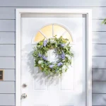 Gerson International 24 in. Hyacinth and Lavender Twig Wreath, White and Purple Floral Decor thumbnail 2