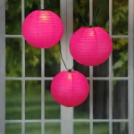 LUMABASE 10 in. 10-Light Fuchsia Paper Lantern String Lights, 30 ft. Warm Incandescent thumbnail 2