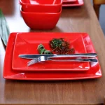 Boyel Living 16-Piece Modern Red Porcelain Dinnerware Set, Service for 4 thumbnail 3