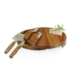 TOSCANA Acacia Circo Round Cheese Board and 4-Piece Stainless Steel Tool Set thumbnail 4