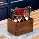 Honey-Can-Do Acacia Wood and MDF Kitchen Utensil Holder with Gunmetal Steel Accents thumbnail 7