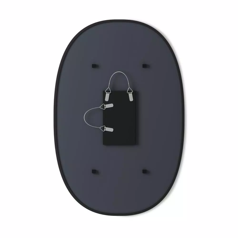 Umbra Hub Oval Modern Black Mirror with Rubber Rim, 36 in. x 24 in.