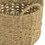 Zentique Handmade Round Woven Seagrass Wicker Basket with Handles, Brown thumbnail 4