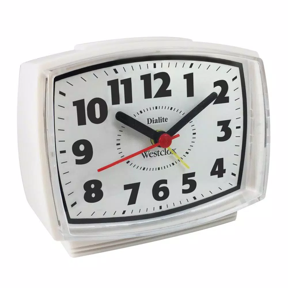 Westclox Electric Analog Alarm Clock with Snooze Function, Classic White