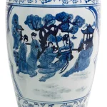Unbranded Oriental Furniture 35 in. Blue and White Porcelain Tung Chi Floor Vase thumbnail 3