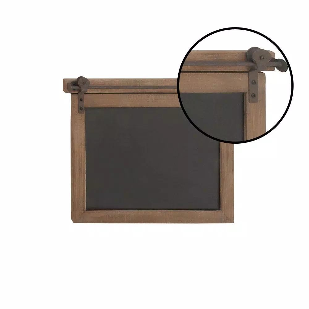 LITTON LANE Rectangular Wooden Chalkboard Memo Board with Rustic Iron Rail