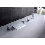 ANZZI Guaira 3-Handle Deck-Mount Roman Tub Faucet with Waterfall Spout and Handheld Sprayer, Polished Chrome thumbnail 10
