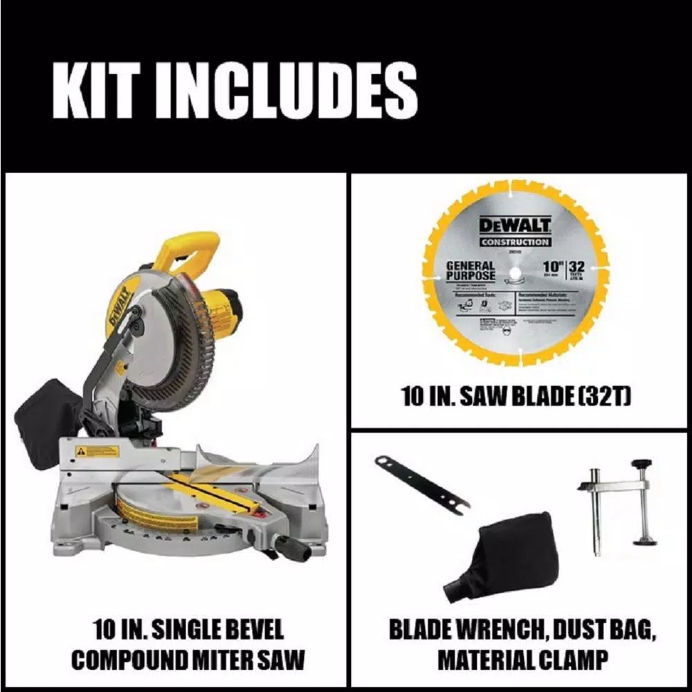DEWALT DWS713 10 in. 15 Amp Corded Single Bevel Compound Miter Saw