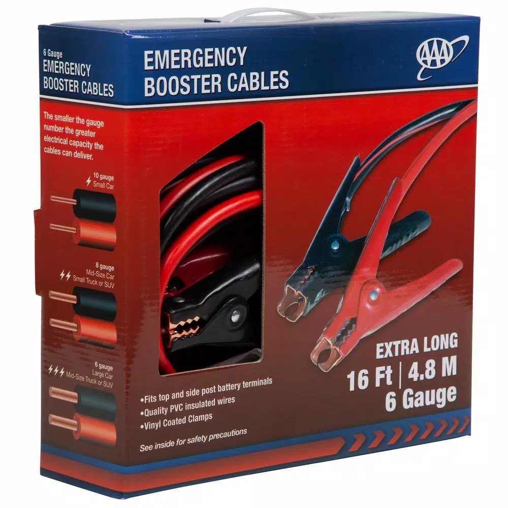 AAA 6 Gauge 16 ft. Emergency Battery Booster Cables