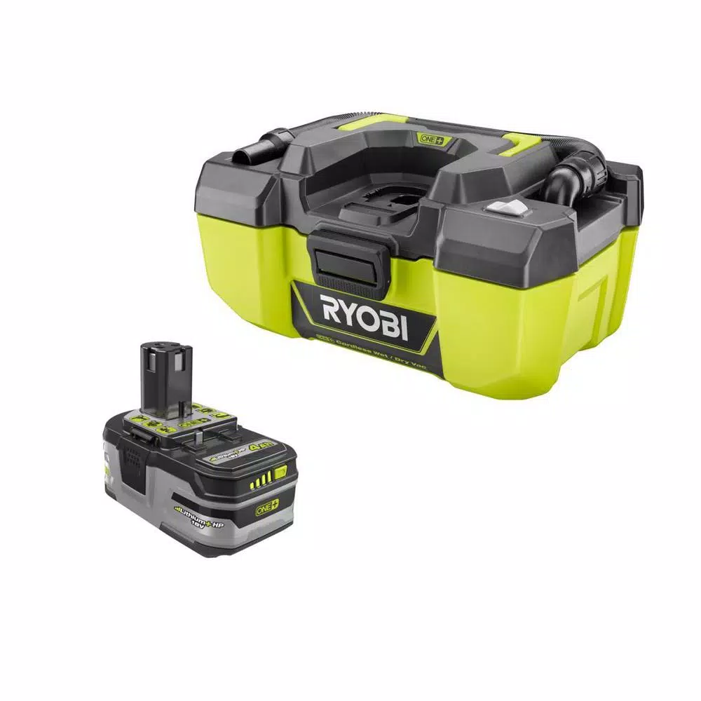RYOBI 18V ONE+ 3 Gal. Project Wet/Dry Vacuum with 4.0 Ah LITHIUM+ HP Battery