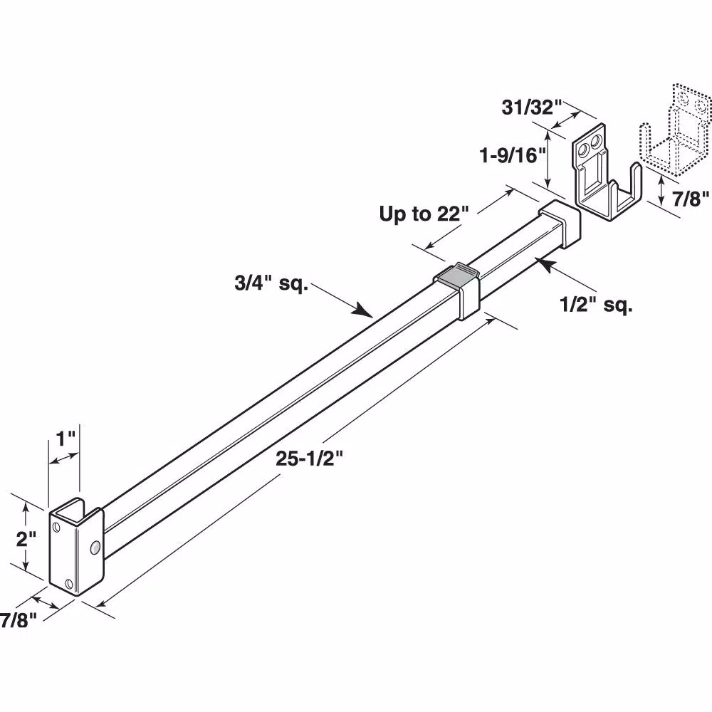 Prime-Line Adjustable Aluminum Sliding Patio Door Security Bar Lock, White, 28 in. to 48 in.