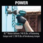 Makita 18V LXT Brushless High Torque 1/2 in. Impact Wrench & 14-Piece Deep Well Socket Set thumbnail 9