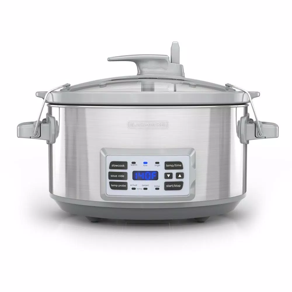 BLACK+DECKER 7 Qt. Stainless Steel Digital Slow Cooker with Temperature Probe and Sous-Vide Function