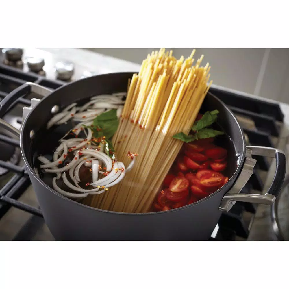 Calphalon Select by Calphalon 6 Qt. Hard-Anodized Nonstick Stock Pot with Glass Lid, Black
