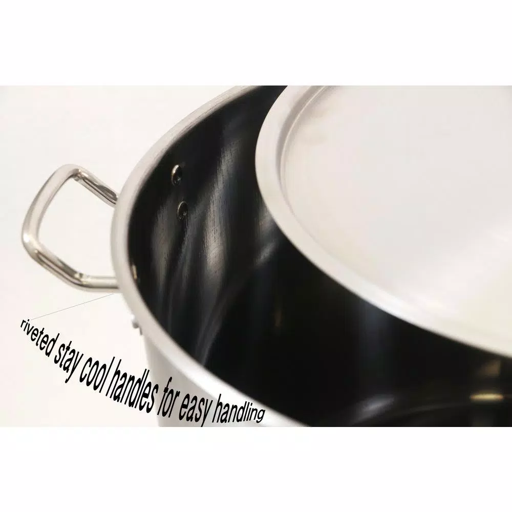 ExcelSteel Professional 35 qt. Stainless Steel Stock Pot with Lid, Induction Ready