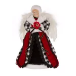 Glitzhome 12 in. Black and White Plaid Angel Tree Topper - 3D Figurine thumbnail 1