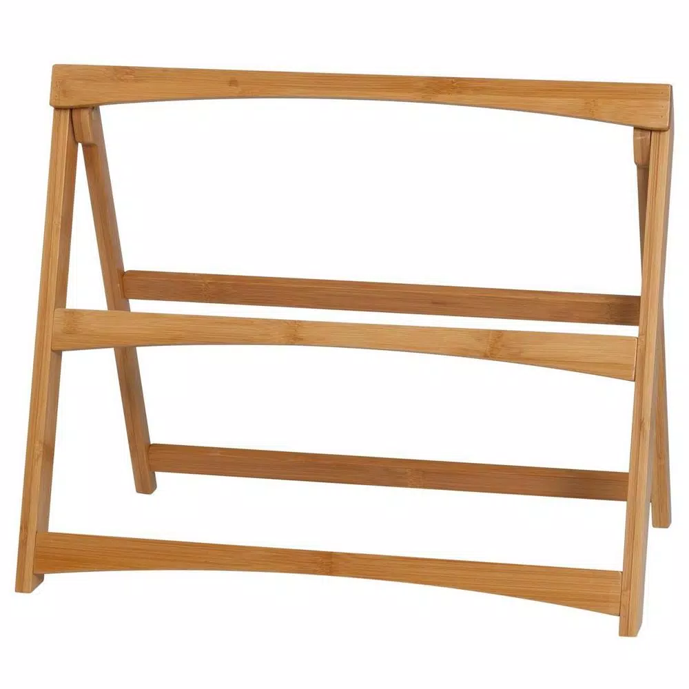 Unbranded CreativeWare TableStyles 2-Tiered Bamboo and Stoneware Folding Ladder Serving Set