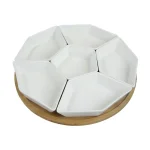Elama Signature Collection Lazy Susan Appetizer and Condiment Server Set, 7-Piece Stoneware thumbnail 1