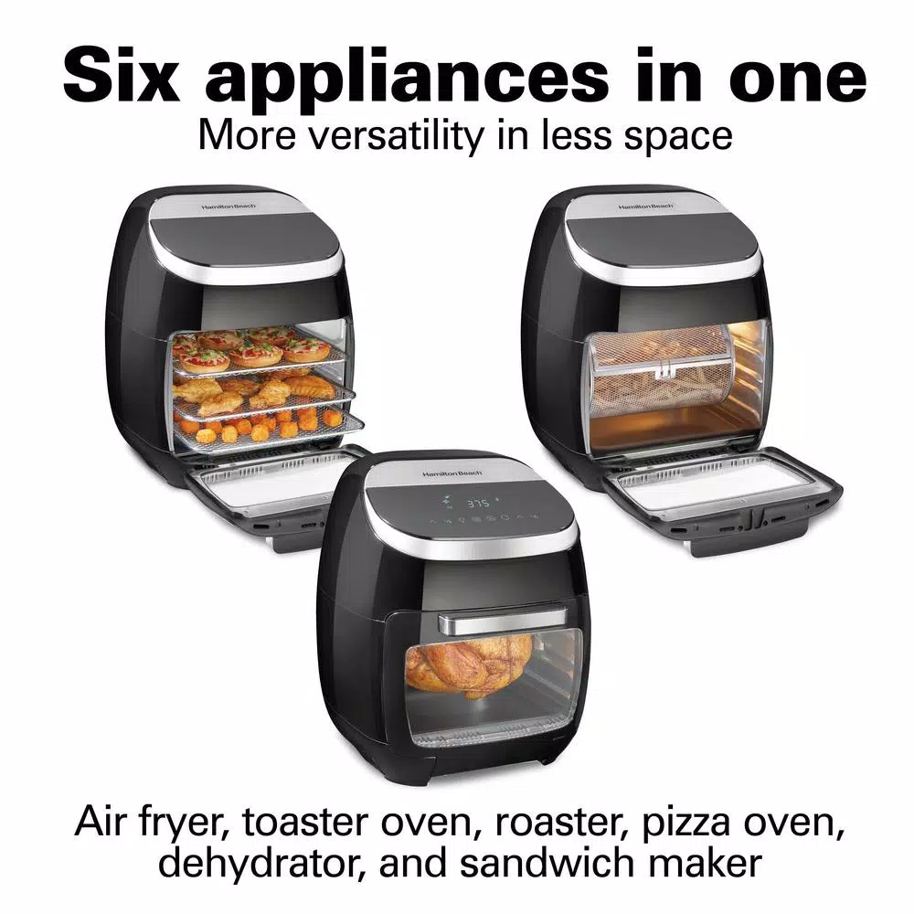 Hamilton Beach 11 Qt. Digital Air Fryer Oven with Rotisserie and Rotating Basket, Black