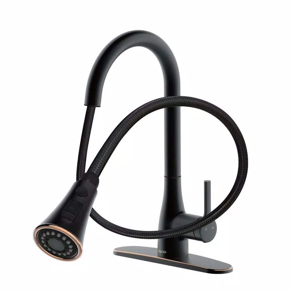 FLOW Series Classic Single-Handle Pull Down Kitchen Faucet, Oil Rubbed Bronze (3-Pack)