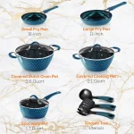 NutriChef Blue Diamond Ceramic 11-Piece Nonstick Aluminum Cookware Set thumbnail 2