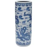 Unbranded 24 in. Blue and White Porcelain Dragon Umbrella Stand and Floor Vase thumbnail 2