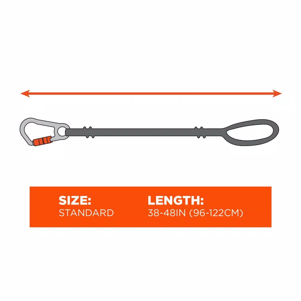 Ergodyne Squids 3100F(x) Single Carabiner Tool Lanyard, 10 lb. Capacity, Orange and Gray