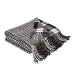 Glitzhome 60 in. Black and White Plaid Reversible Woven Acrylic Throw Blanket with Fringed Edges thumbnail 1