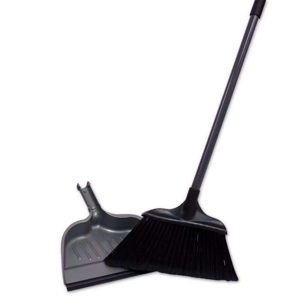 HDX Jumbo 15 in. Angle Broom and Dustpan Set with Steel Handle