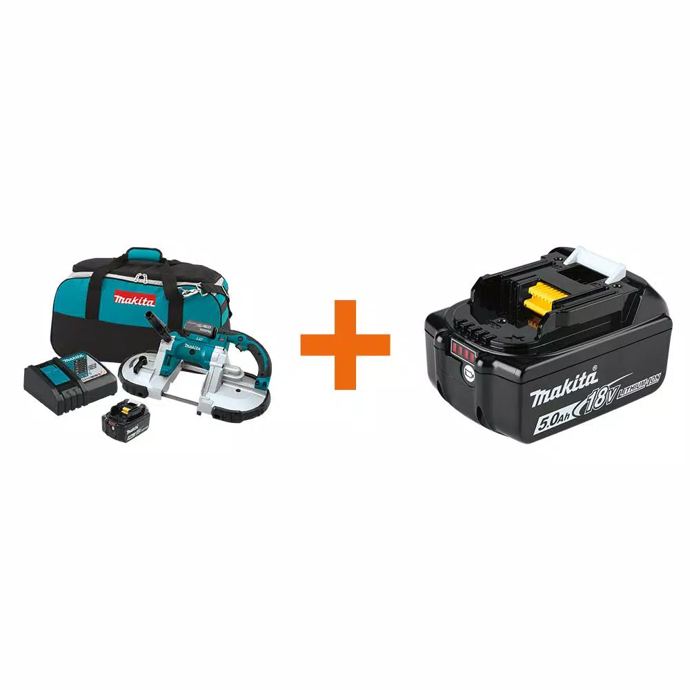 Makita 18V LXT Cordless Portable Band Saw Kit with 3x 5.0Ah Batteries and Charger