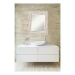 Amanti Art Alexandria 21 in. W x 25 in. H Distressed Whitewash Wood Framed Beveled Edge Bathroom Mirror thumbnail 1