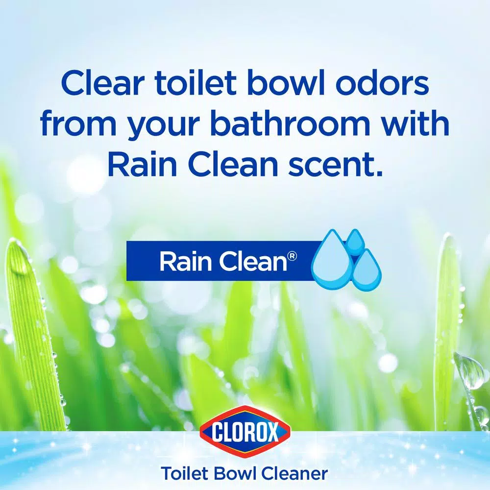 Clorox Toilet Bowl Cleaner with Bleach, Rain Clean Scent, 24 oz (2-Pack)