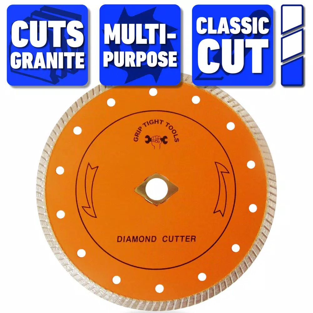 GRIP TIGHT TOOLS 7 in. Classic Turbo Cut Diamond Blade for Granite, Marble, Concrete, and Masonry