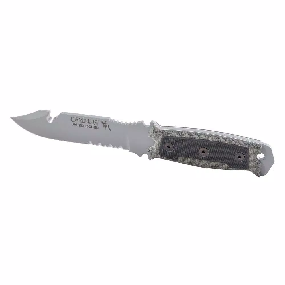 Camillus SKOL 5 in. 1095 High Carbon Steel Fixed Blade Knife with Gut Hook and Micarta Handle