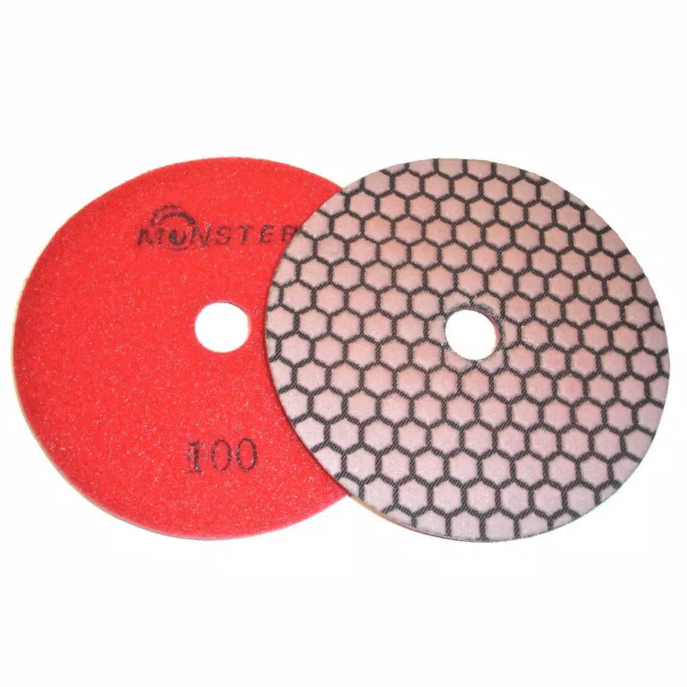 Monster 5 in. Honeycomb Dry Diamond Polishing Pad Set with Back Holder, 8-Piece Kit