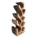 MGP Hand-Carved Suar Wood Wine Rack - 8 Bottle Capacity Solid Monkey Pod Wood Tabletop Stand thumbnail 2